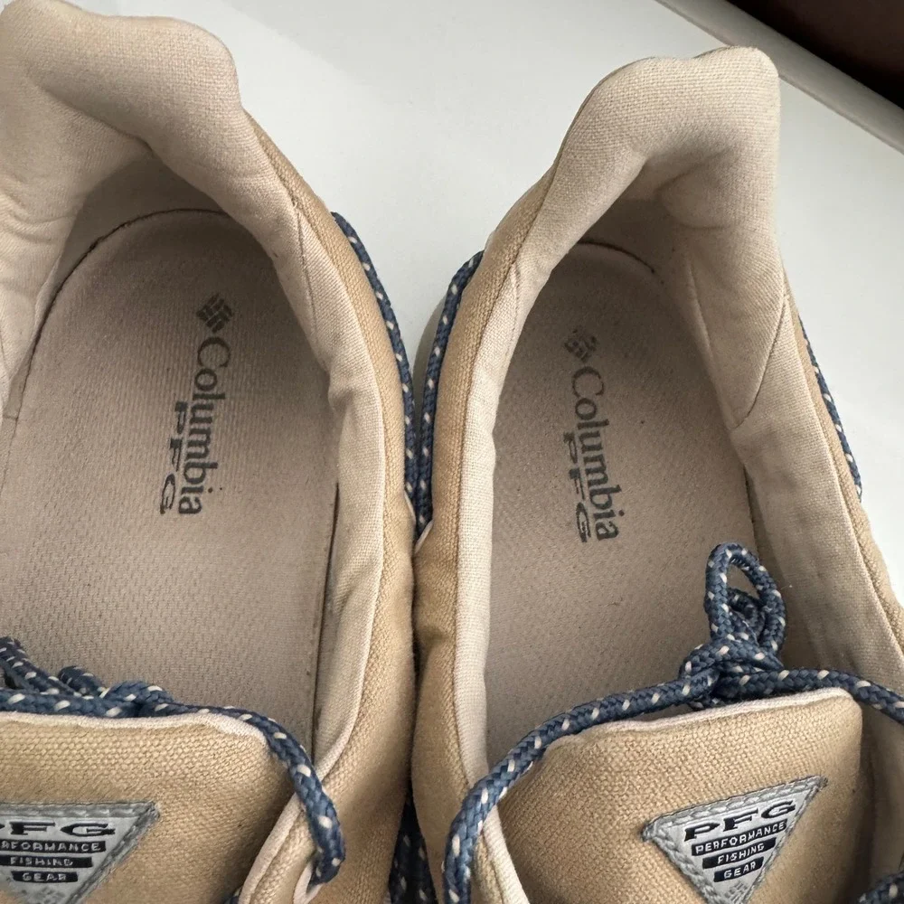 Columbia PFG‎ Boat Shoes Tan Canvas Lace Up Performance Fishing Gear Men Size 14